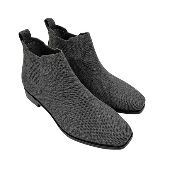 Vivaia Shoes - Vivaia Grey Knit Square Toe Chelsea Ankle Boot Women 39 Sustainable Eco Friendly
